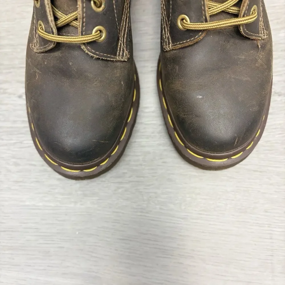 Dr Martens Boots Wildhorse Brown Leather Lace Up Lug Sole Boots Youth Size 3